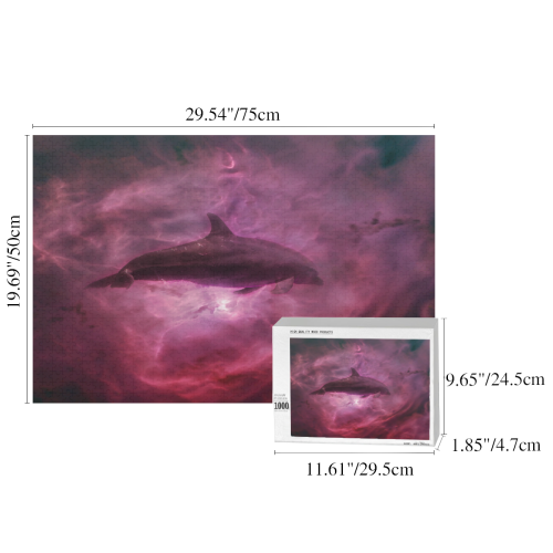 Dolphin in pink waters 1000-Piece Wooden Photo Puzzles