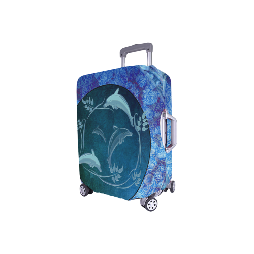 Dolphin with floral elelements Luggage Cover/Small 18"-21"