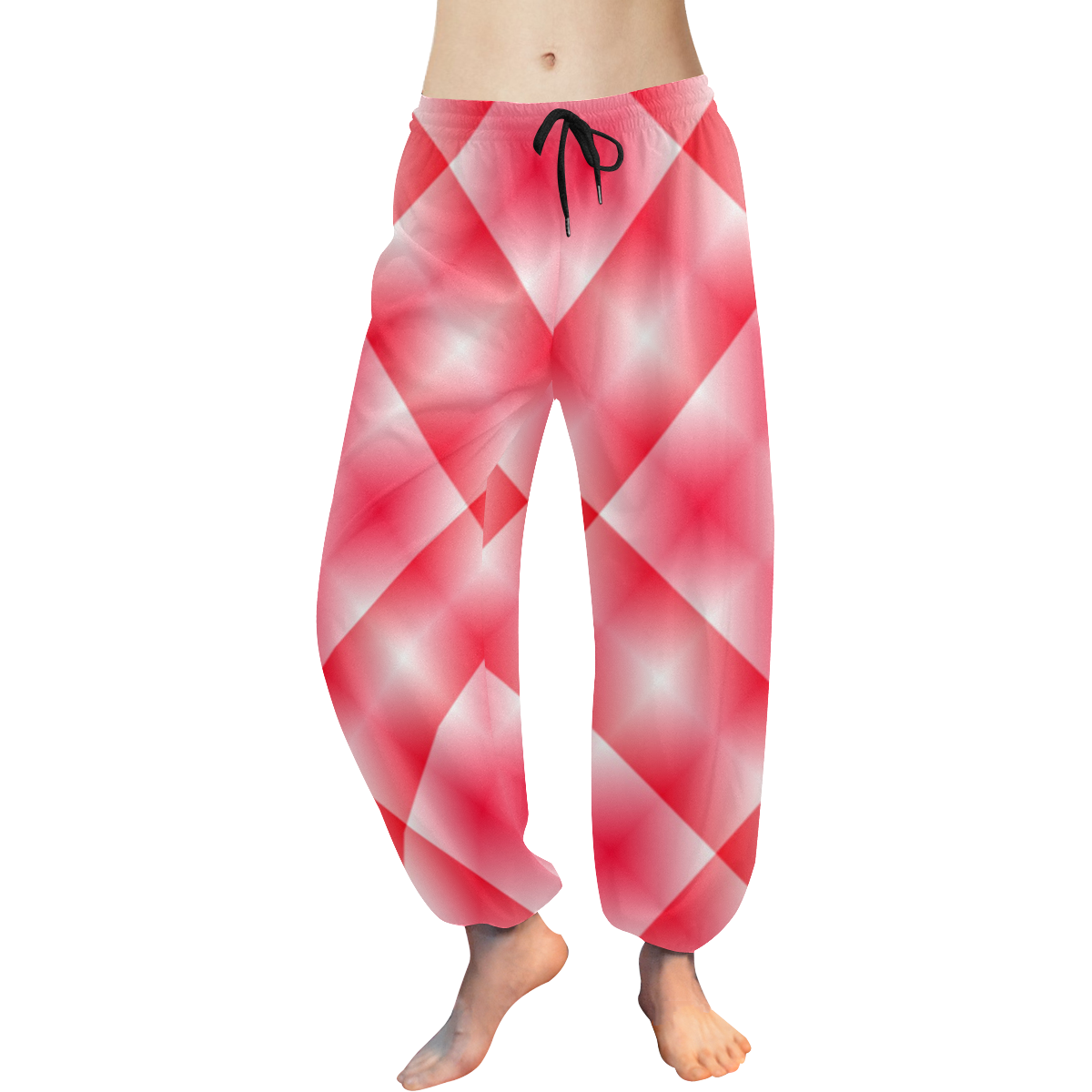 Pink and White Tartan Plaid Women's All Over Print Harem Pants (Model L18)