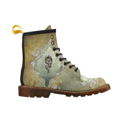 Awesome tribal dragon High Grade PU Leather Martin Boots For Men Model 402H
