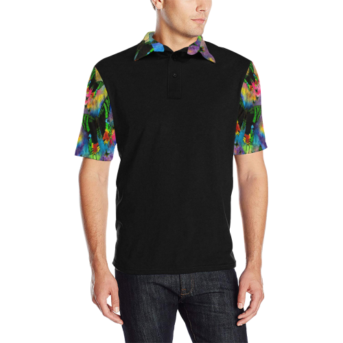 Madagascar Magic Sleeves & Collar Men's All Over Print Polo Shirt (Model T55)