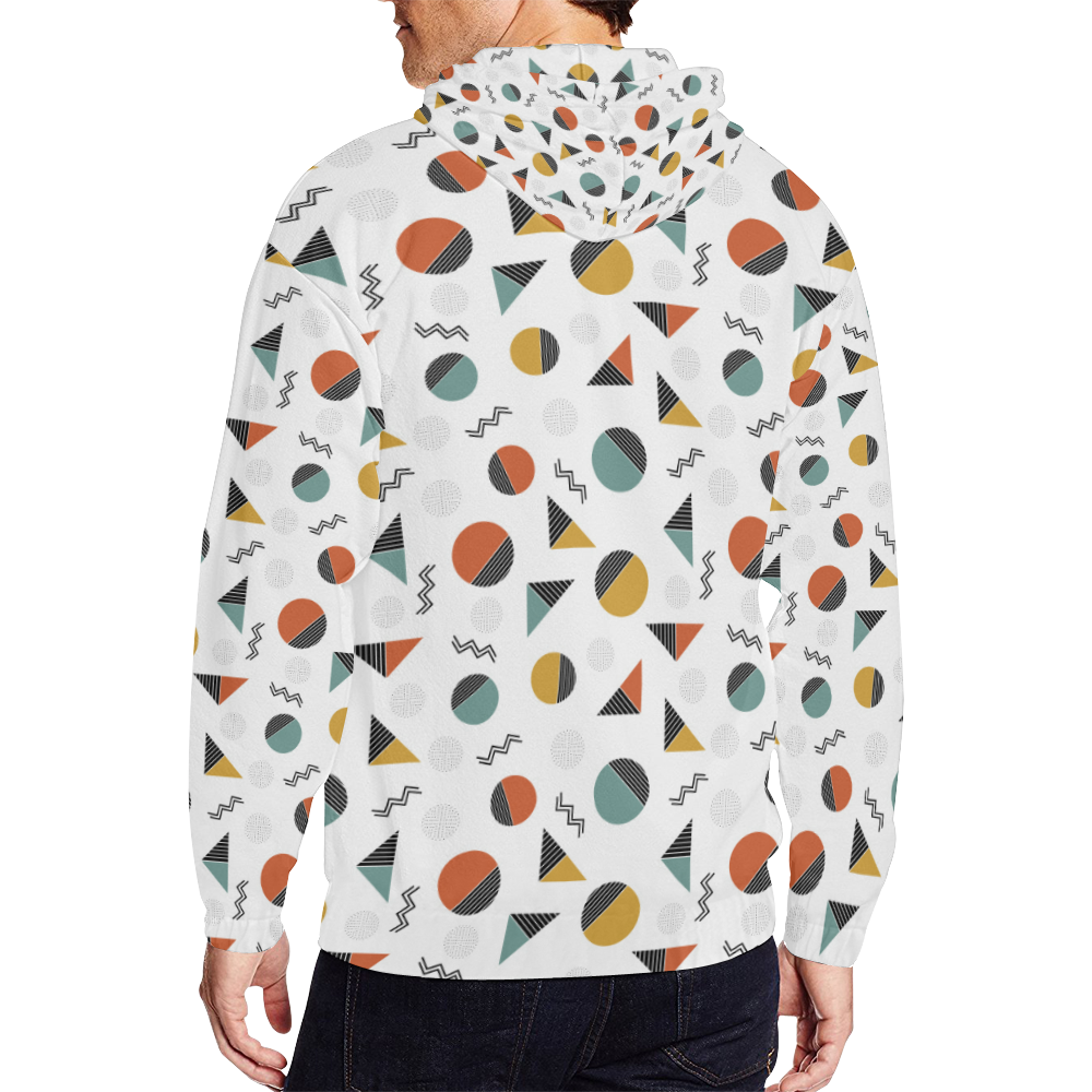 Geo Cutting Shapes All Over Print Full Zip Hoodie for Men/Large Size (Model H14)