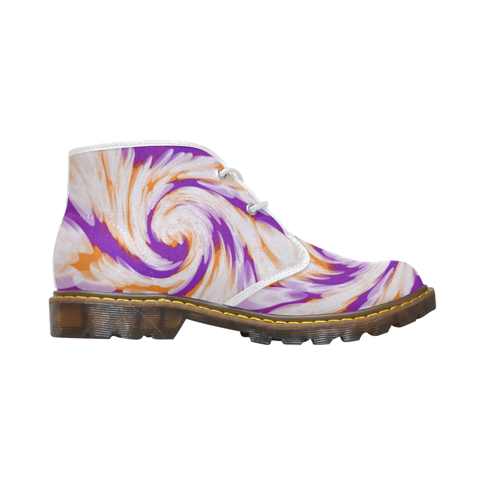 Purple Orange Tie Dye Swirl Abstract Women's Canvas Chukka Boots/Large Size (Model 2402-1)