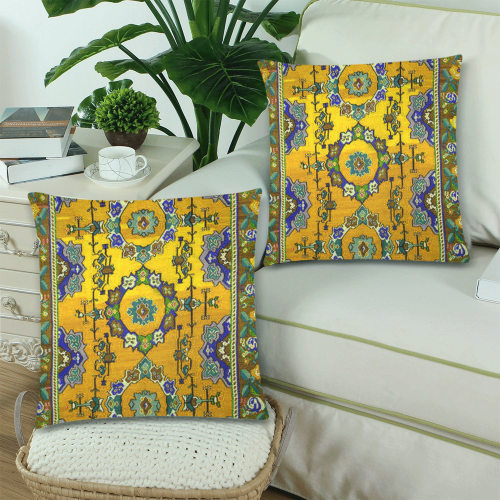 KILIM PATTERNS 3 Custom Zippered Pillow Cases 18"x 18" (Twin Sides) (Set of 2)