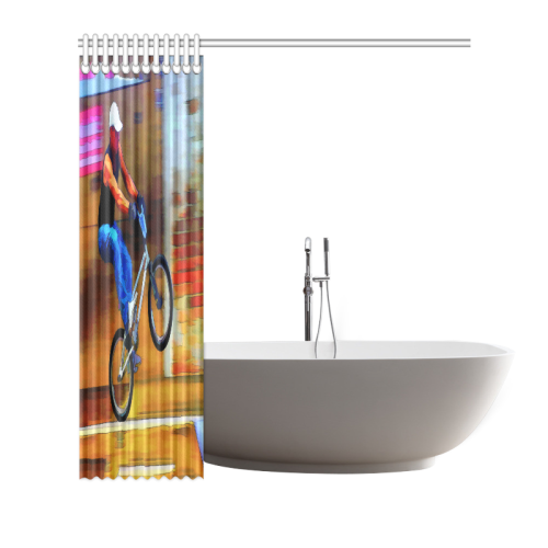 BMX Bike Stunts in the City Shower Curtain 72"x72"