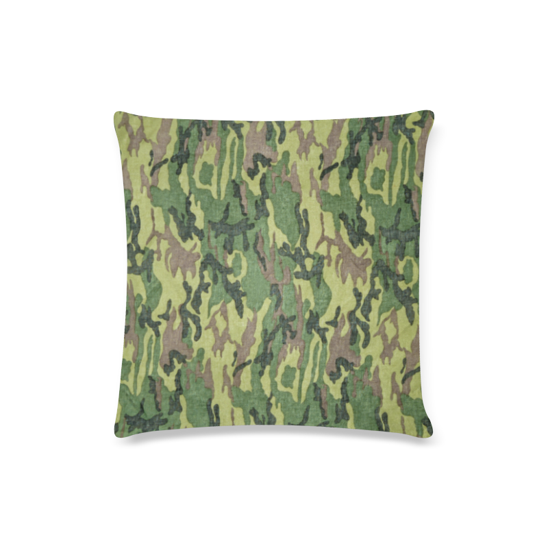 Military Camo Green Woodland Camouflage Custom Zippered Pillow Case 16"x16"(Twin Sides)