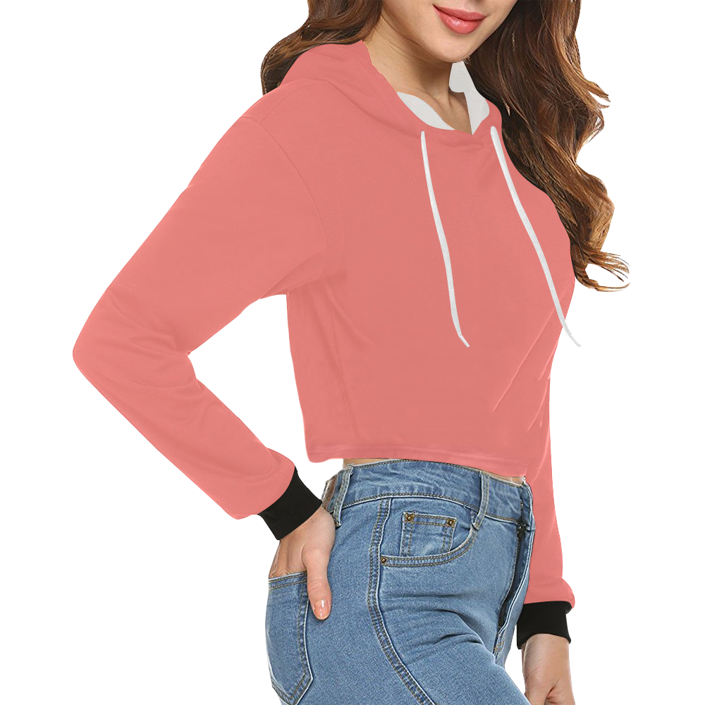 color light red All Over Print Crop Hoodie for Women (Model H22)