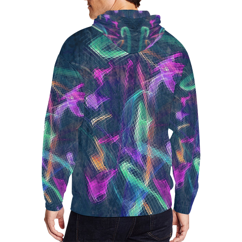 Techno by Nico Bielow All Over Print Full Zip Hoodie for Men (Model H14)