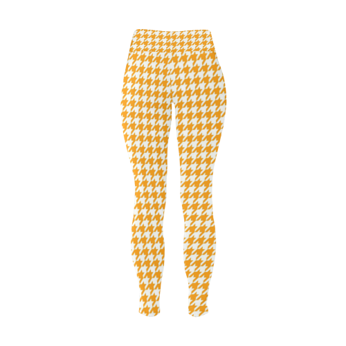 Friendly Houndstooth Pattern, orange by FeelGood Women's Plus Size High Waist Leggings (Model L44)