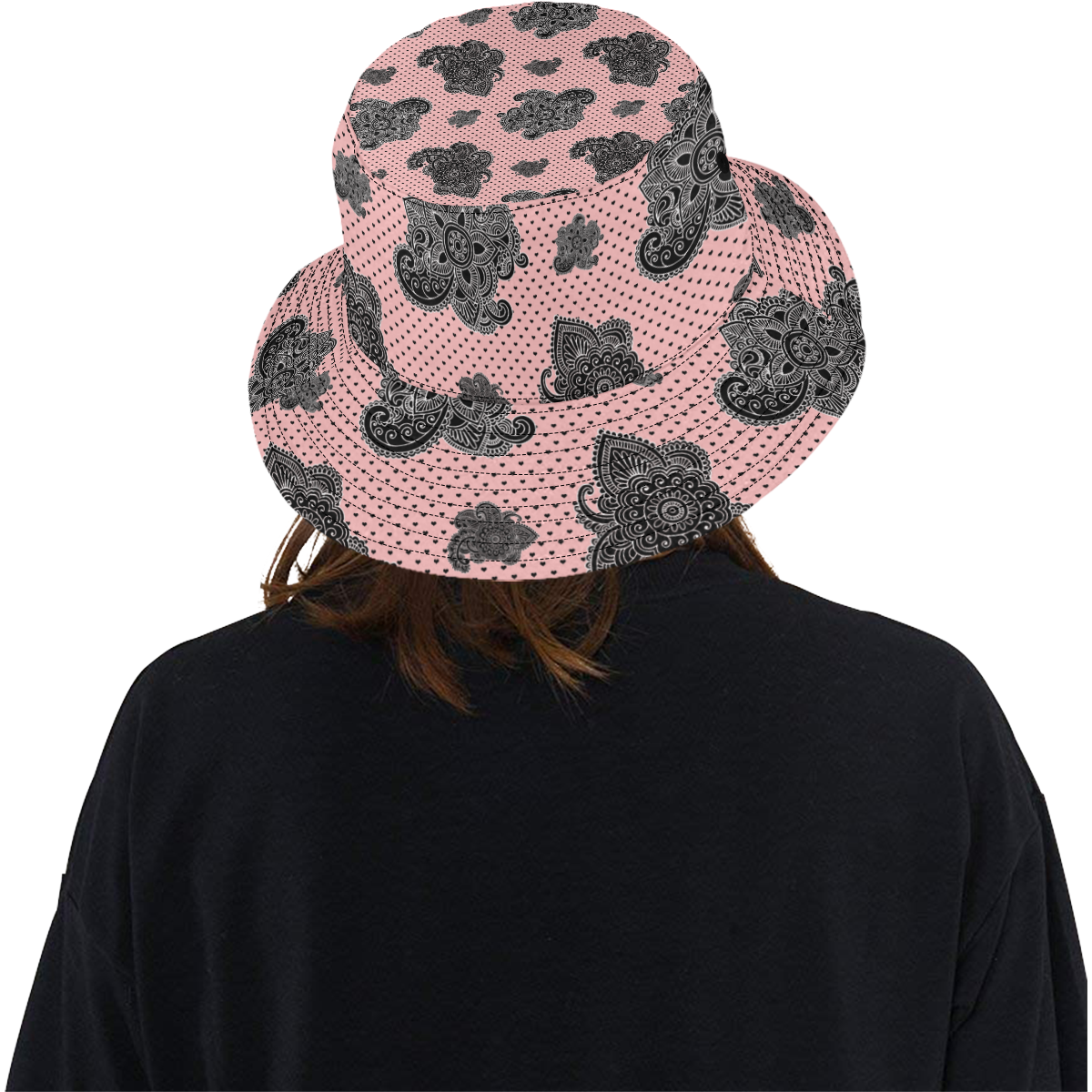 Paisley Hearts All Over Print Bucket Hat