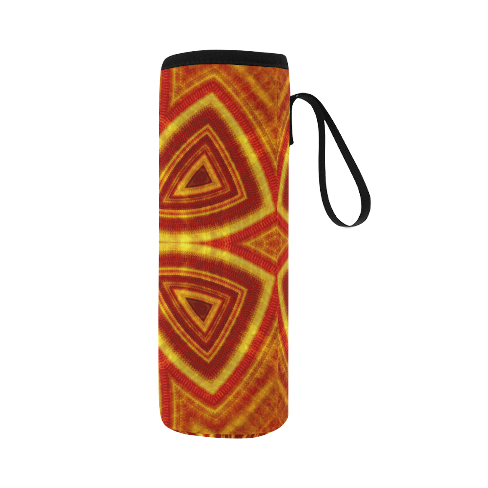 red and gold kaleidoscope Neoprene Water Bottle Pouch/Large
