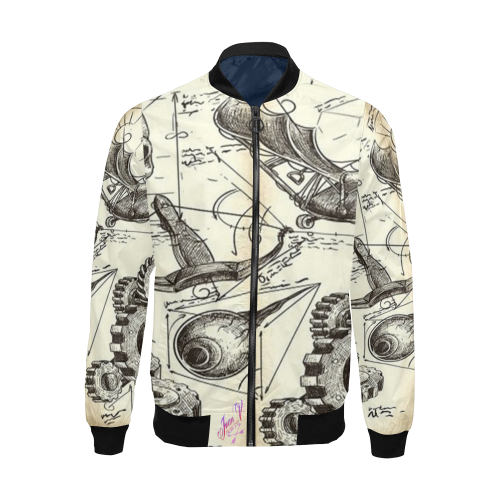 Da Vinci tribute, by Ivan Venerucci Italian Style All Over Print Bomber Jacket for Men (Model H19)