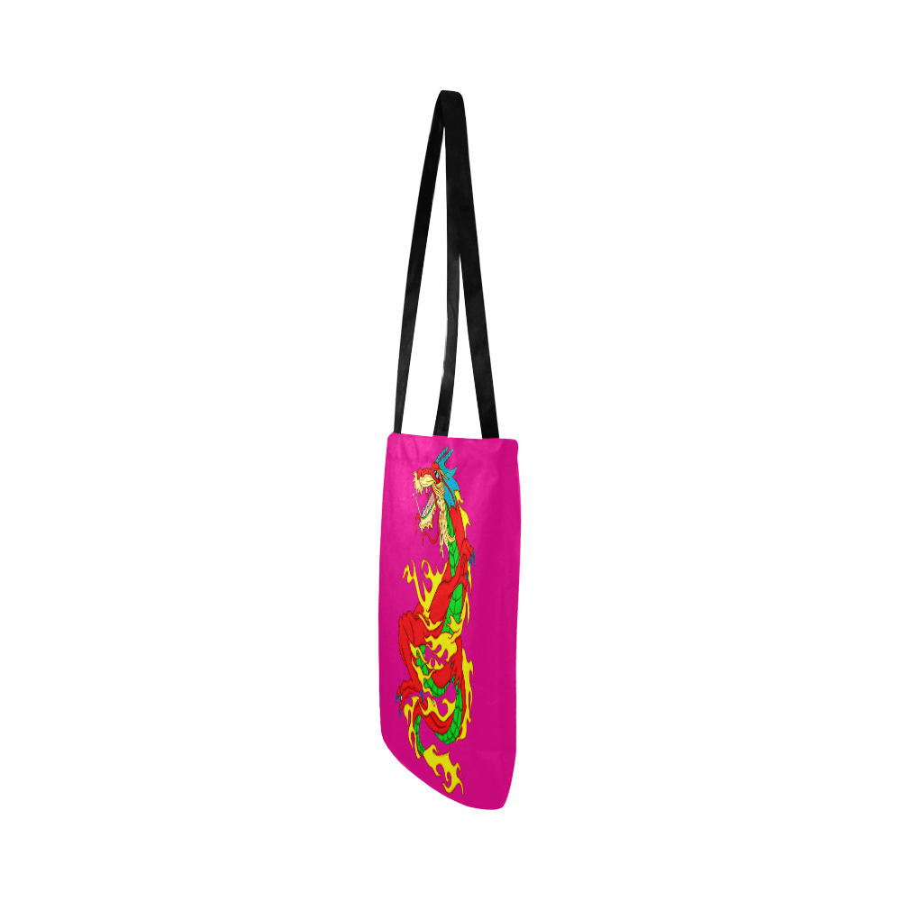 Red Chinese Dragon Pink Reusable Shopping Bag Model 1660 (Two sides)