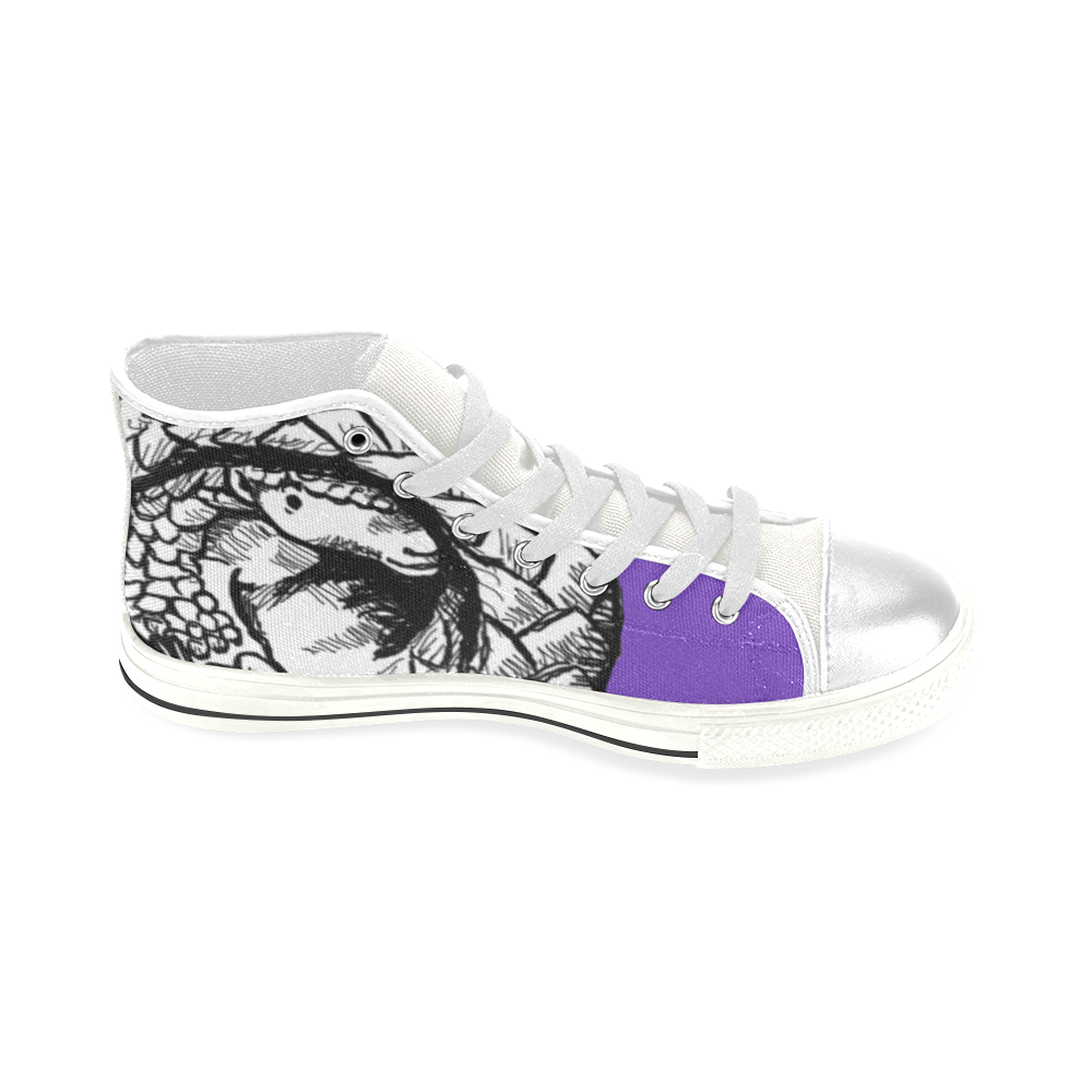 Purple Pangolin High Top Canvas Shoes for Kid (Model 017)