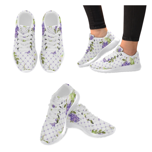 Lavender Flowers Shoes, Floral Women’s Running Shoes (Model 020)
