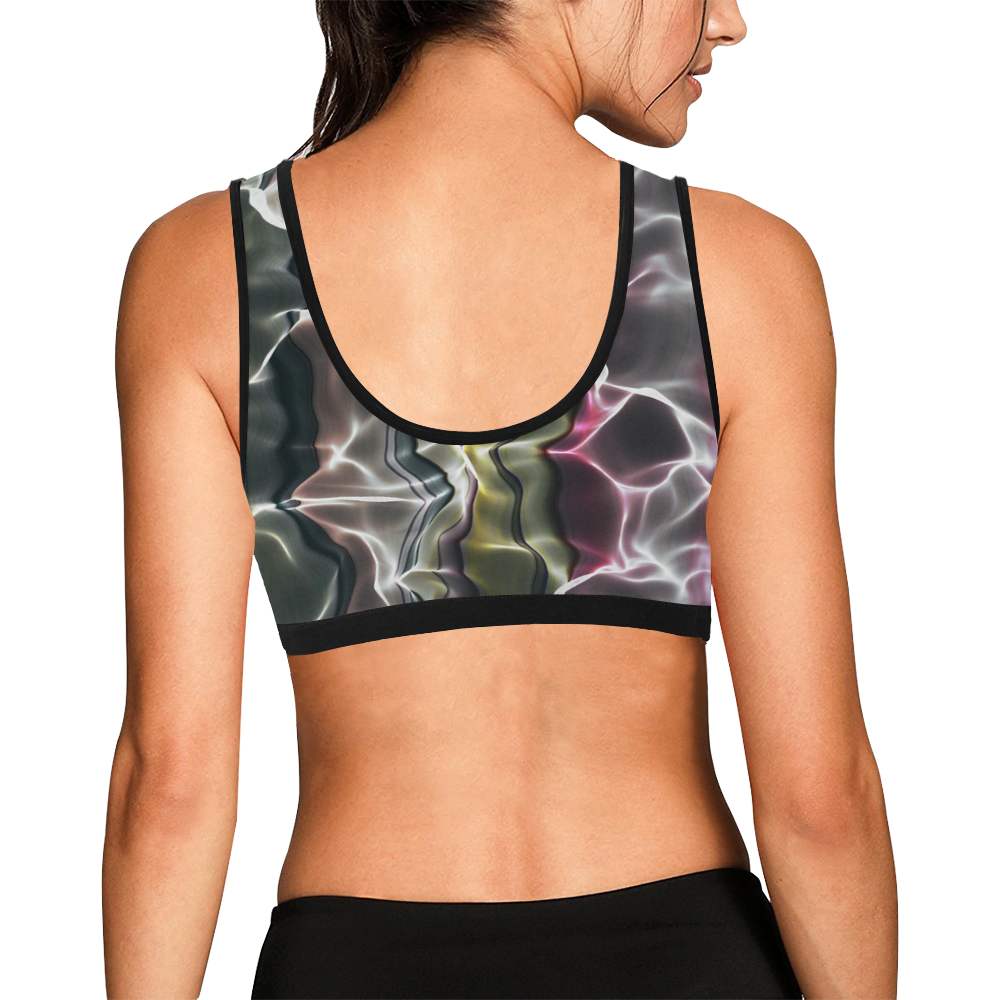 Abstract Wavy Mesh Women's All Over Print Sports Bra (Model T52)