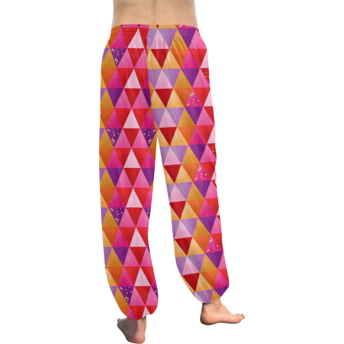 Triangle Pattern - Red Purple Pink Orange Yellow Women's All Over Print Harem Pants (Model L18)