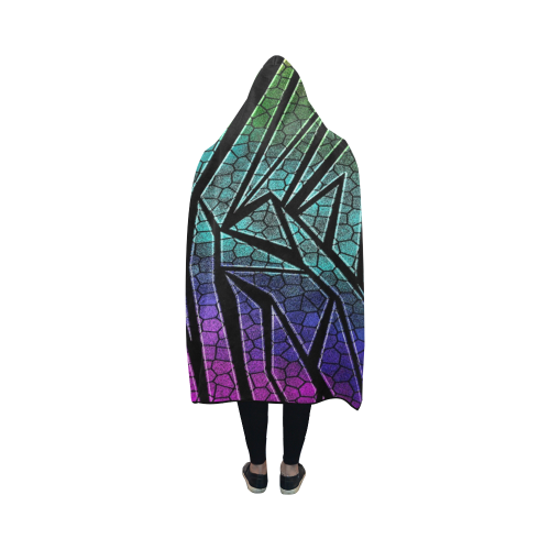 Neon Rainbow Cracked Mosaic Hooded Blanket 50''x40''