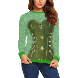 trendy female top L green All Over Print Crewneck Sweatshirt for Women (Model H18)
