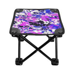 floral abstract in blue and pink Folding Fishing Stool