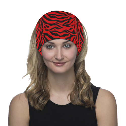 Zebra Animal Pattern on Red Multifunctional Headwear