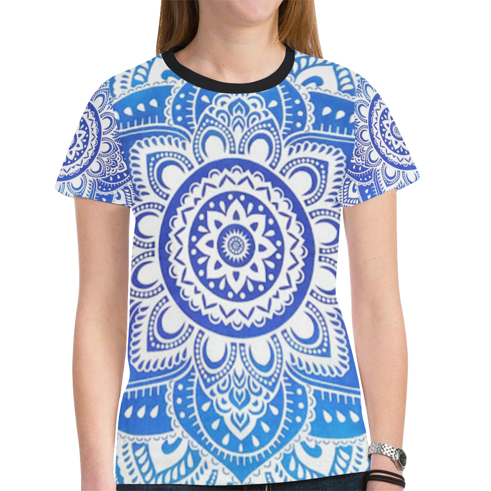MANDALA LOTUS FLOWER New All Over Print T-shirt for Women (Model T45)