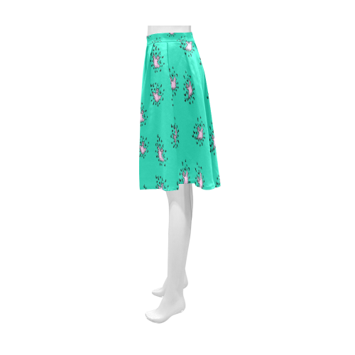 zodiac bat pink teal Athena Women's Short Skirt (Model D15)