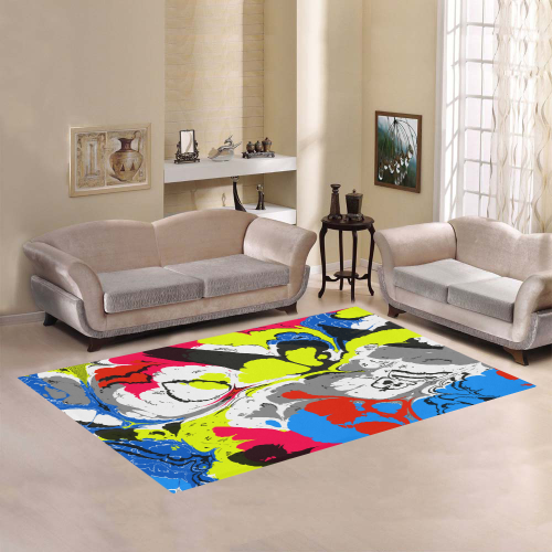 Colorful distorted shapes2 Area Rug7'x5'