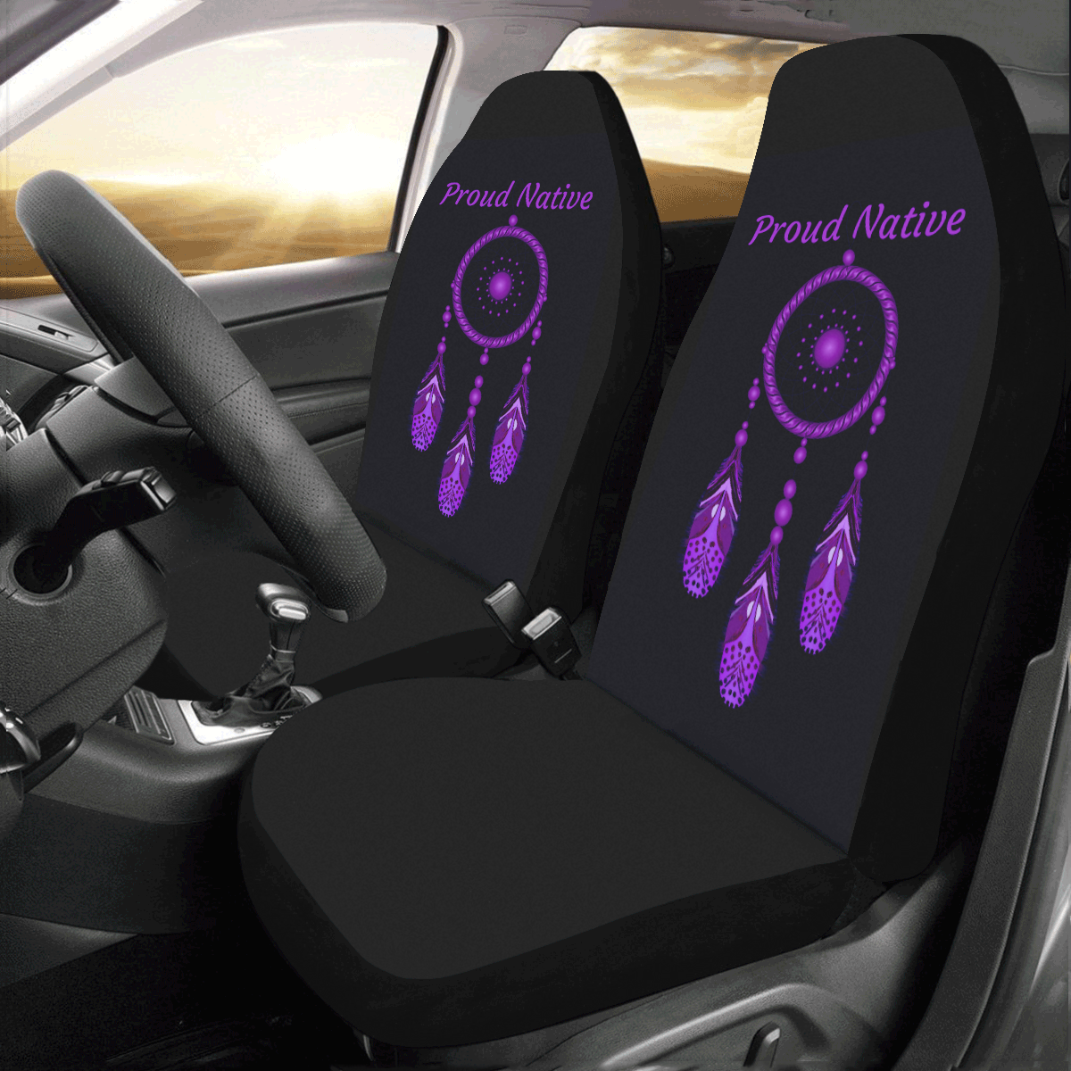 Purple Proud Native Dreamcatcher Car Seat Covers (Set of 2)