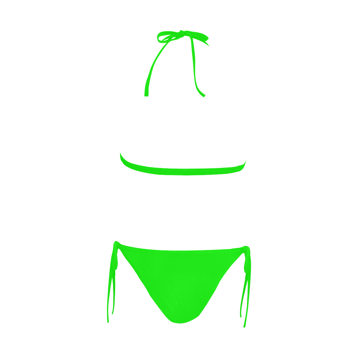 Bright Neon Yellow and Green Buckle Front Halter Bikini Swimsuit (Model S08)