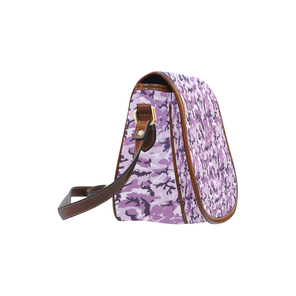 Woodland Pink Purple Camouflage Saddle Bag/Large (Model 1649)