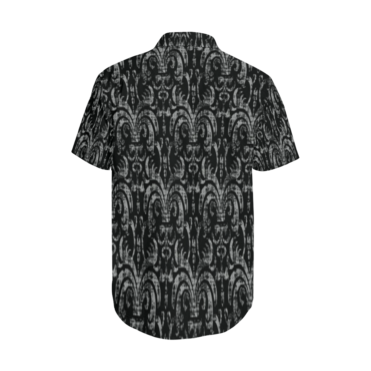 Gothic Devil Fade Black Satin Dress Shirt Men's Short Sleeve Shirt with Lapel Collar (Model T54)
