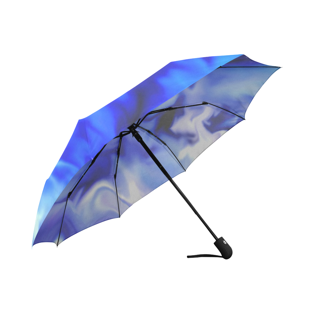 Light Blue silver waves Auto-Foldable Umbrella (Model U04)