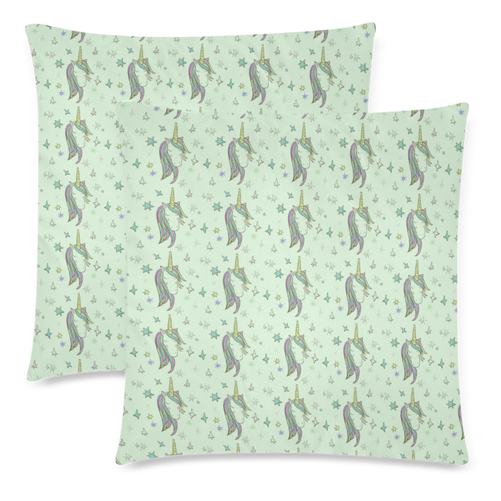 Stars and Unicorn Custom Zippered Pillow Cases 18"x 18" (Twin Sides) (Set of 2)