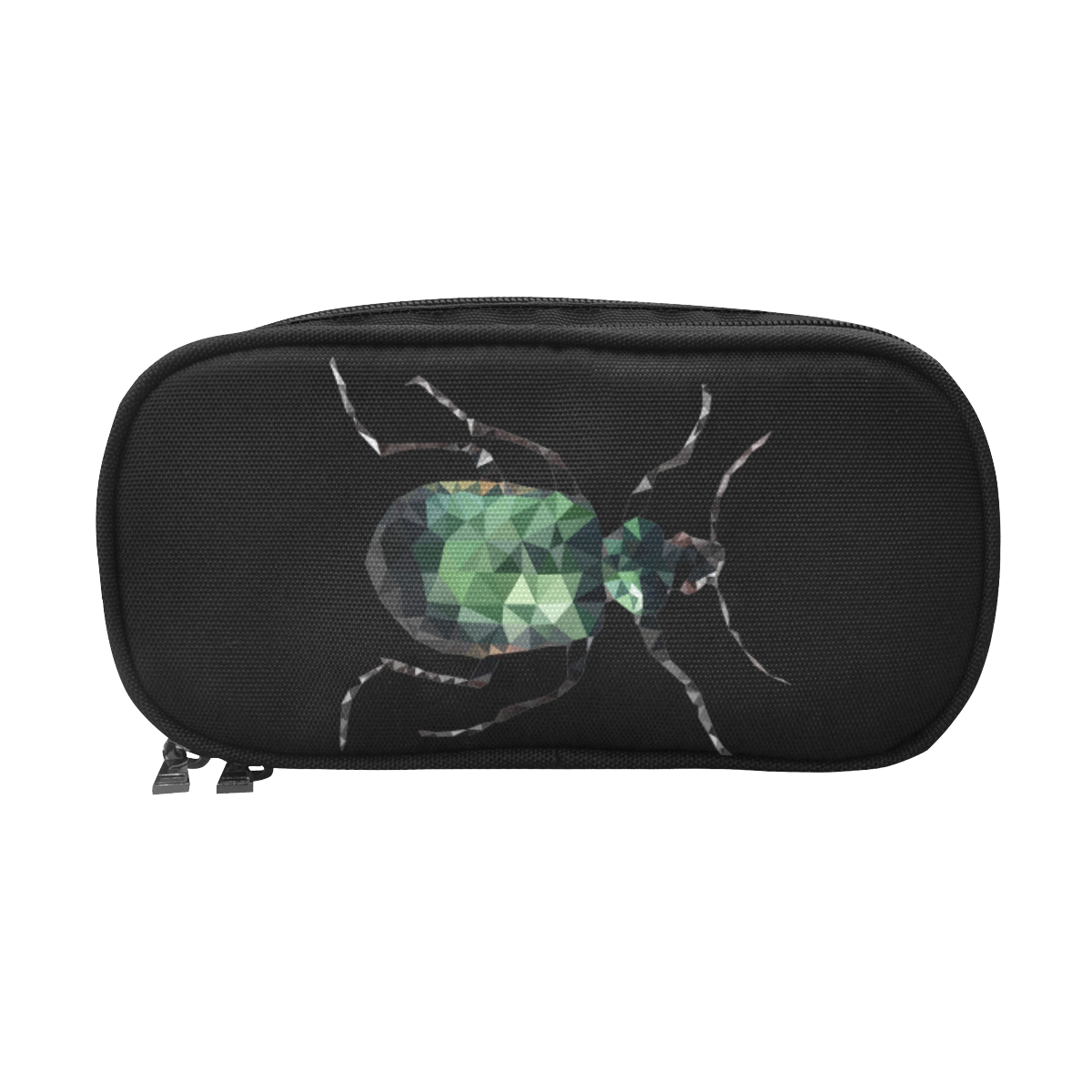Low poly geometric green bug Pencil Pouch/Large (Model 1680)