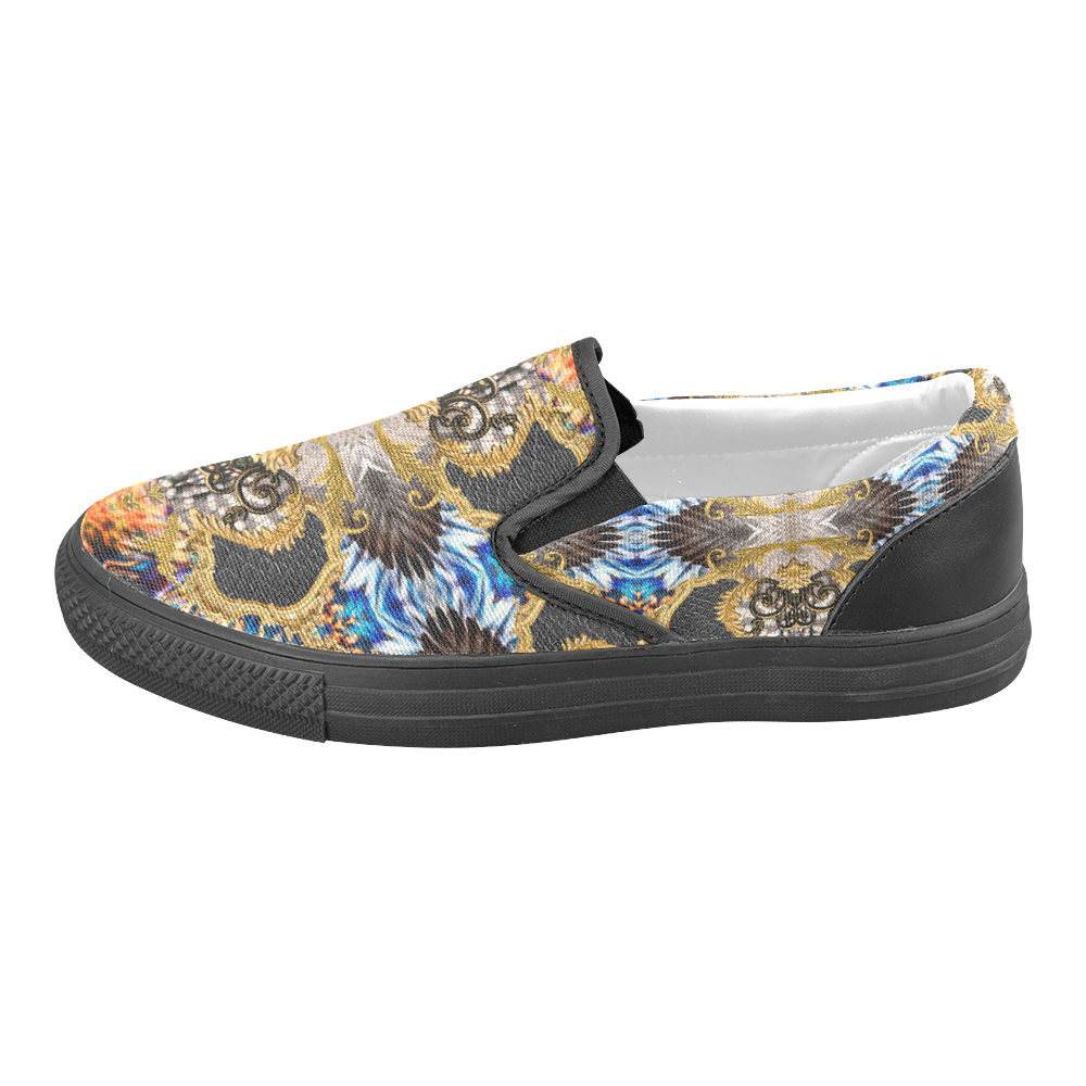 Luxury Abstract Design Men's Slip-on Canvas Shoes (Model 019)
