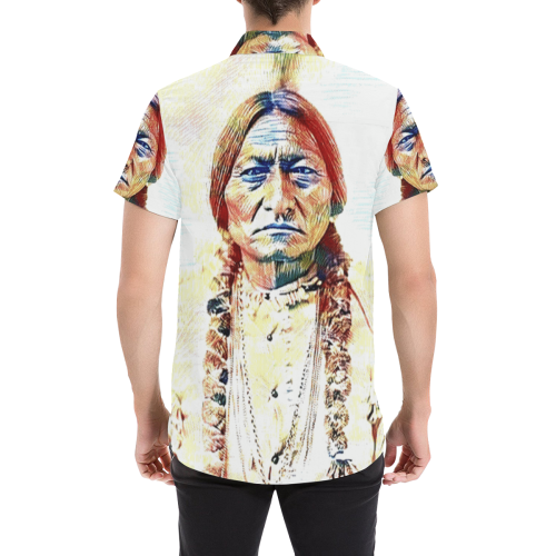 Sitting Bull graffiti, by Ivan Venerucci Italian Style Men's All Over Print Short Sleeve Shirt (Model T53)