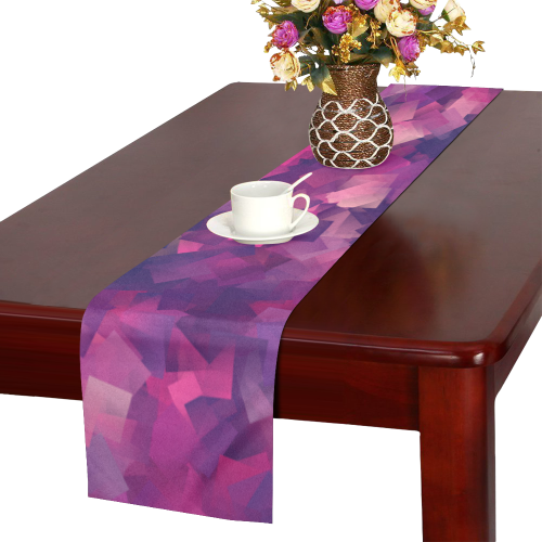 purple pink magenta cubism #modern Table Runner 16x72 inch