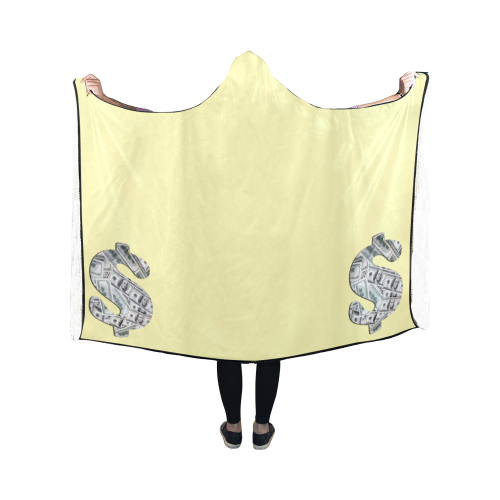 Hundred Dollar Bills - Money Sign Yellow Hooded Blanket 50''x40''