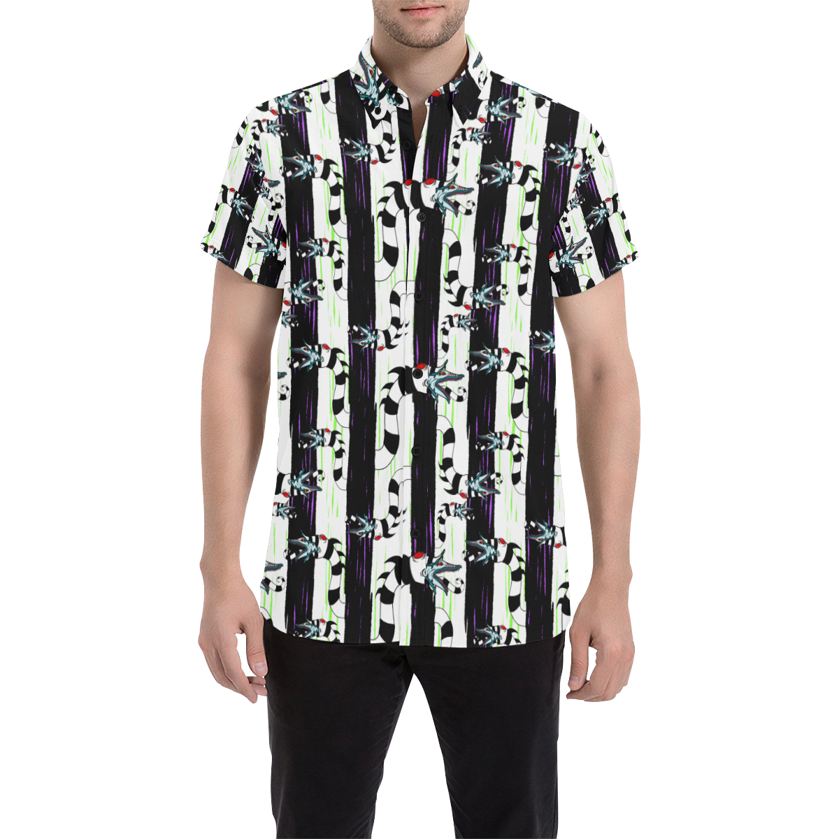 Sandworm Button Down Men's All Over Print Short Sleeve Shirt/Large Size (Model T53)