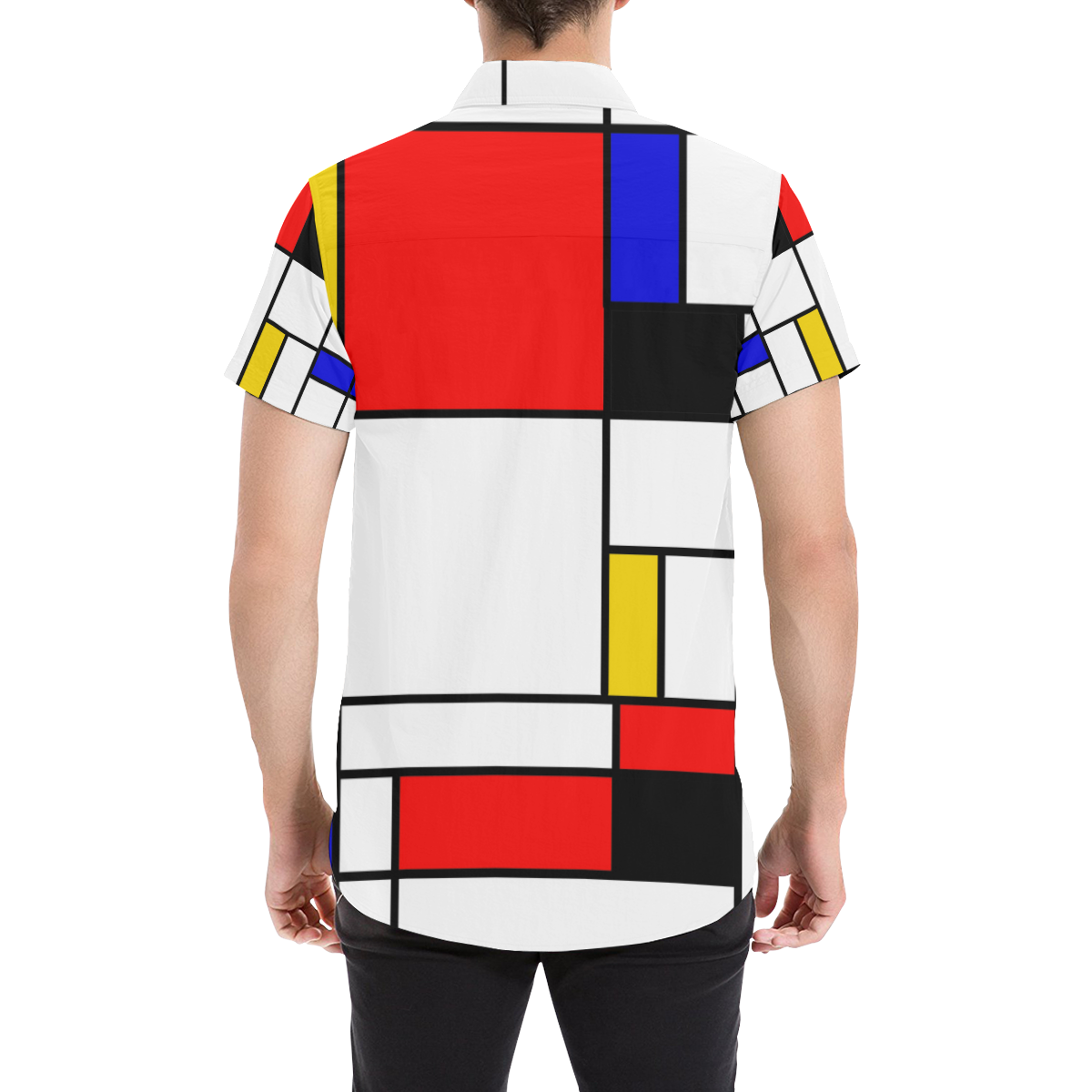 Bauhouse Composition Mondrian Style Men's All Over Print Short Sleeve Shirt (Model T53)