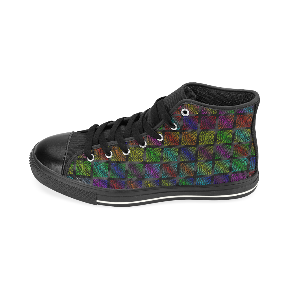 Ripped SpaceTime Stripes Collection High Top Canvas Shoes for Kid (Model 017)