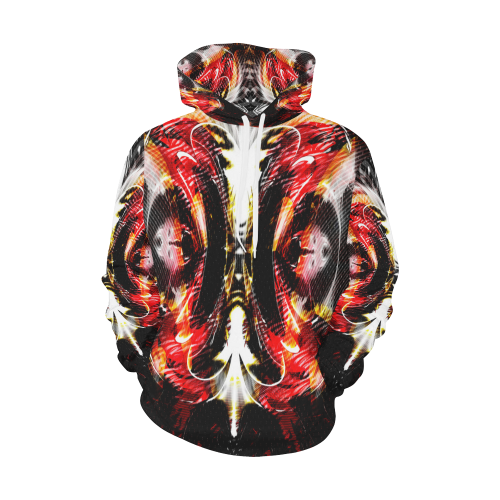 xxsml Red Rave Wild All Over Print Hoodie for Men/Large Size (USA Size) (Model H13)