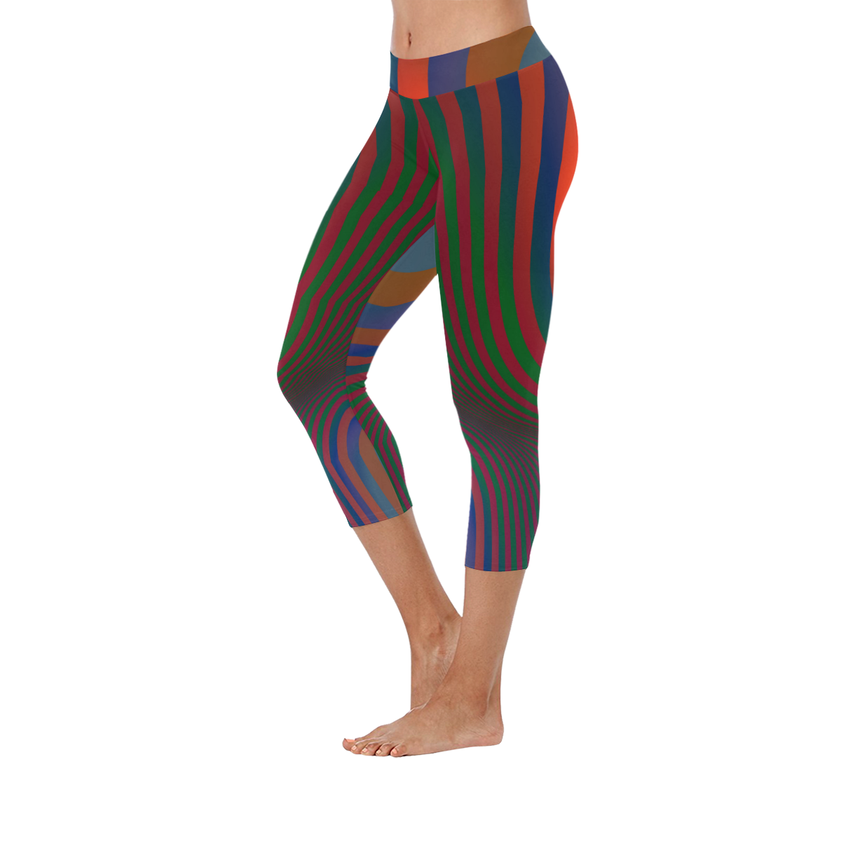 Wavy Gravy Women's Low Rise Capri Leggings (Invisible Stitch) (Model L08)