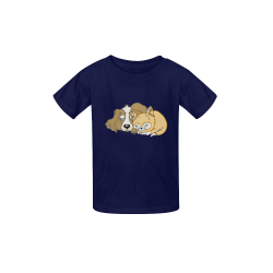 Napping Dog And Kitten Navy Kid's  Classic T-shirt (Model T22)