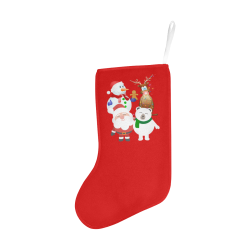 Christmas Gingerbread, Snowman, Santa Claus Red Christmas Stocking (Without Folded Top)
