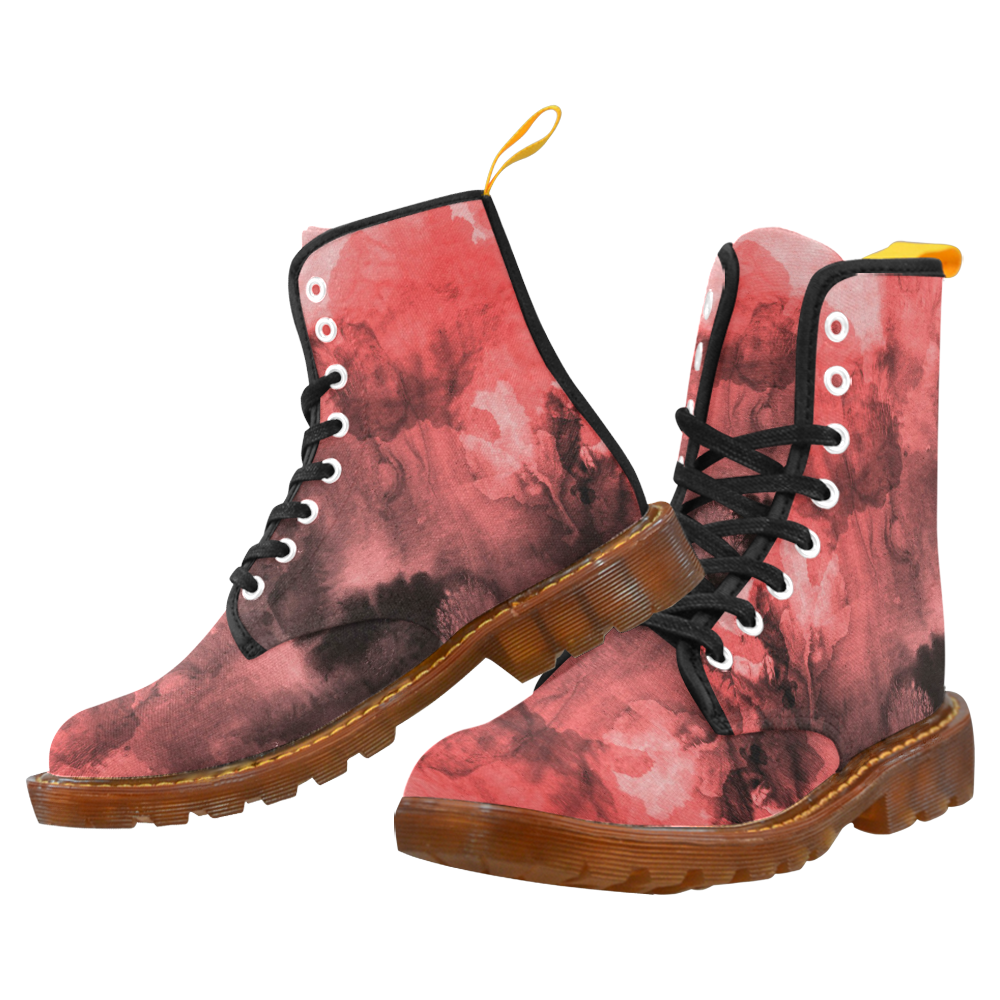 Red and Black Watercolour Martin Boots For Women Model 1203H