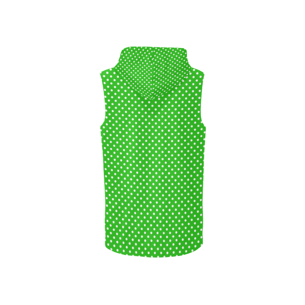 Green polka dots All Over Print Sleeveless Zip Up Hoodie for Women (Model H16)