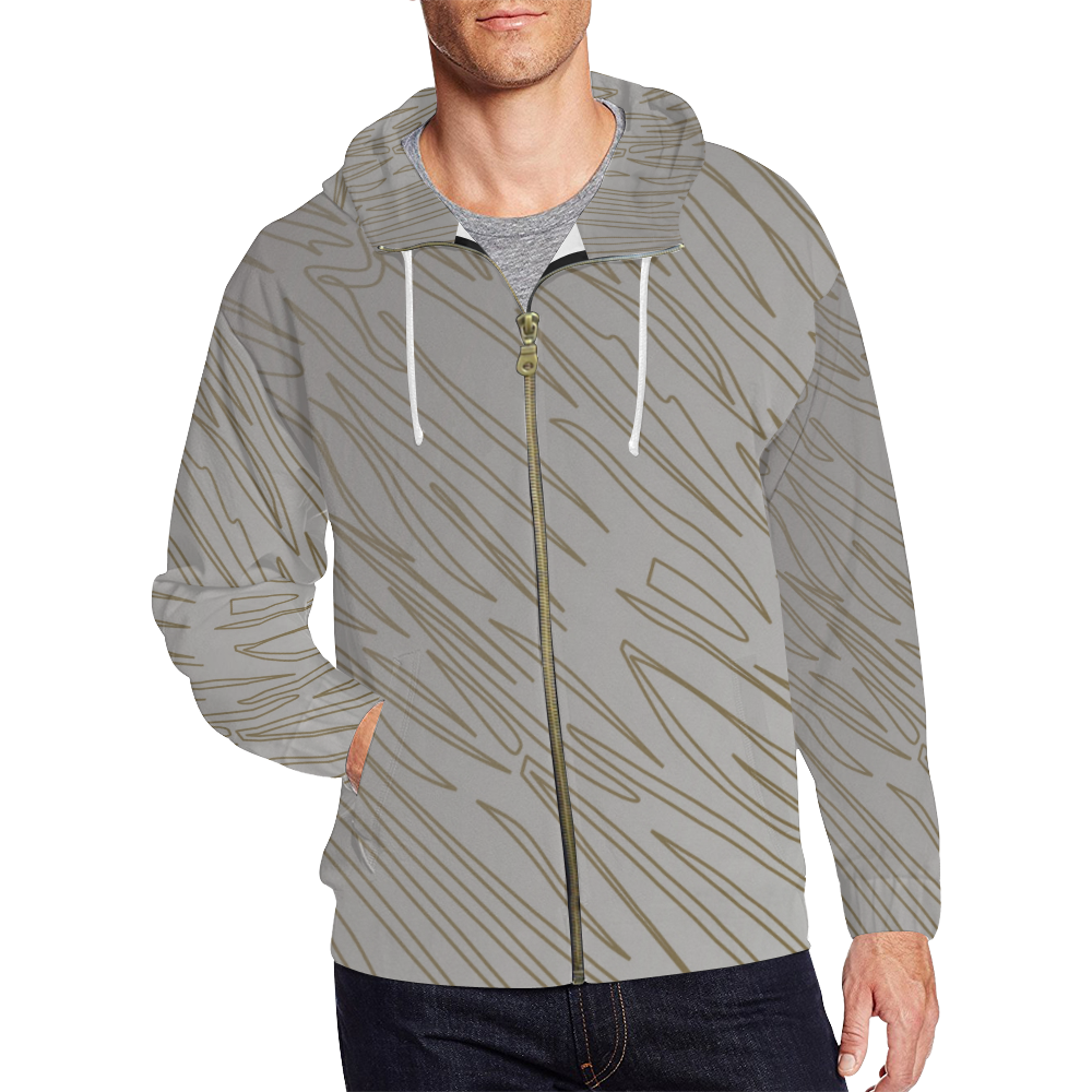 Men hoodie : EXOTIC LINES Sil. All Over Print Full Zip Hoodie for Men (Model H14)