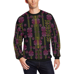 wild flowers on black All Over Print Crewneck Sweatshirt for Men/Large (Model H18)